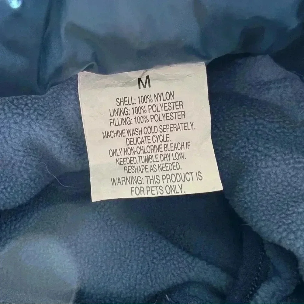 Dog Cat Coat Puffer Nano Jacket Iridescent Blue Silk and Down Feel Medium